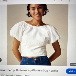 J. Crew White Puff Sleeve Women's Top